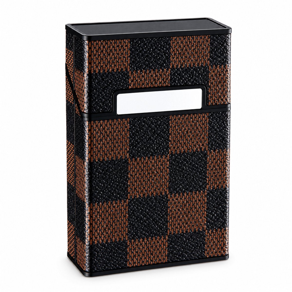 MoodLux Kunstleer Sigarettenhouder met Flip-Top en Magnetische sluiting - Beschermd tegen vocht - Mannen & Vrouwen - 20 sigaretten - Bruin geruit