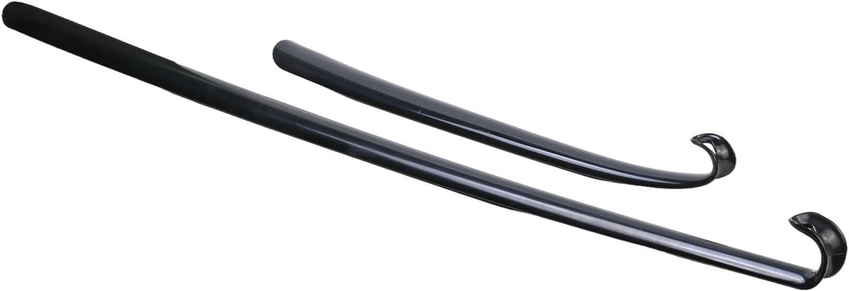 Lange schoenlepel, 2 stuks, 42 cm en 80 cm, zwarte kunststof trekker