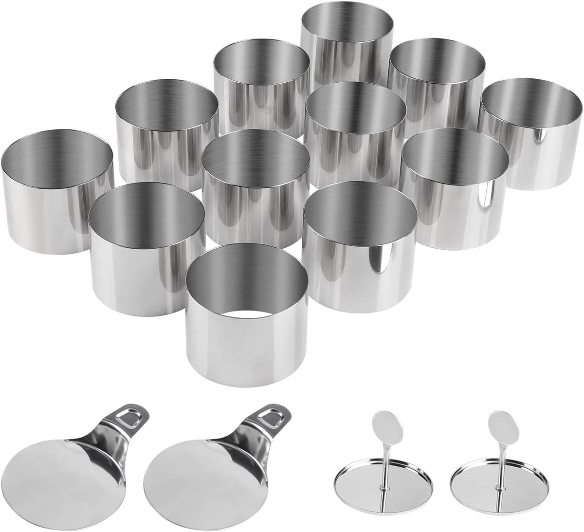 12 stuks dessertringen en dinerringen, 7,5 cm, taartringen met lifter