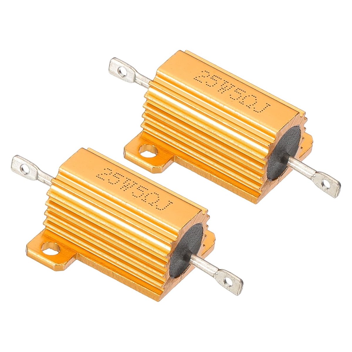 25 W 5 Ohm aluminium behuizingsweerstand, 2 stuks aluminium