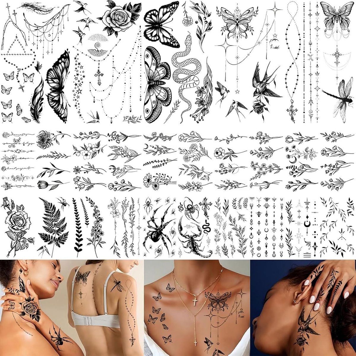 Tijdelijke tattoo's bloemen vlinder neptattoo