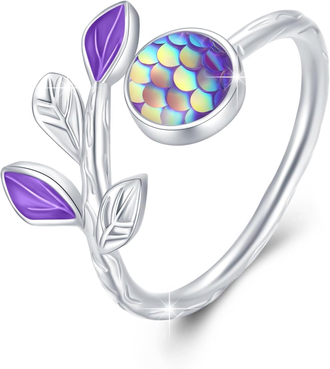 Agate ring voor dames, 925 sterling zilver, open ring, verstelbaar
