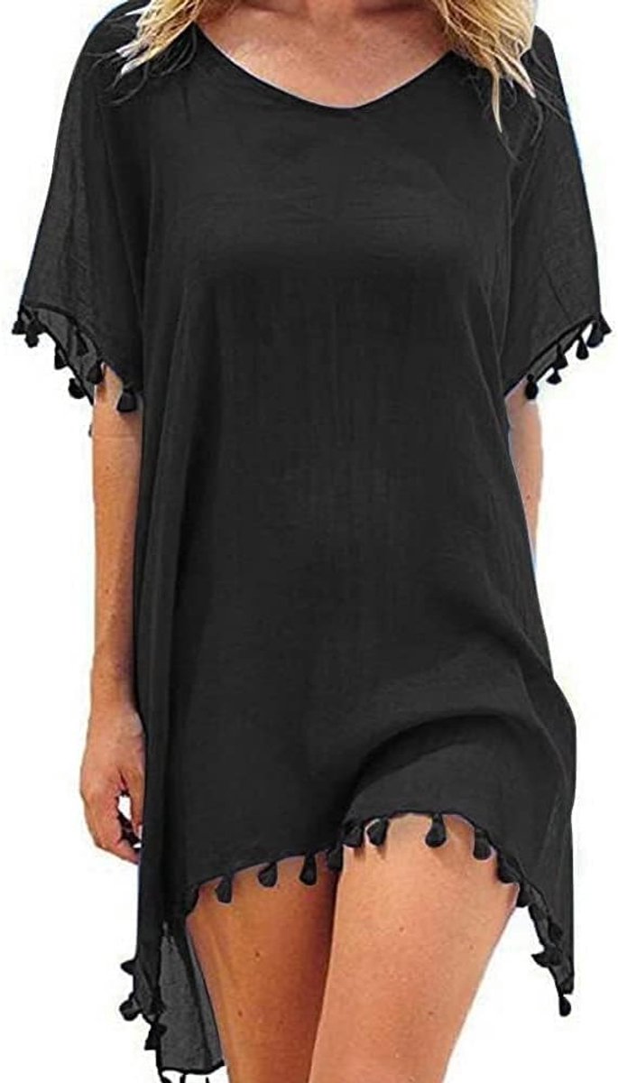 Strandjurk Dames Strandtuniek Kaftan Korte Mouw Zomerjurk Badmode