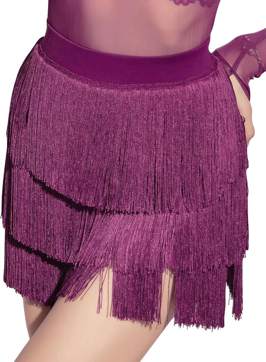 Latin dansrok voor dames, franjes, rok met shorts, split, training