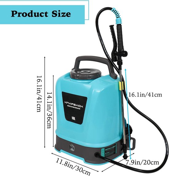 Druksproeier 10 liter met 4 nevelsproeiers en telescopische sproeilans voor tuin en gazon — afbeelding 2