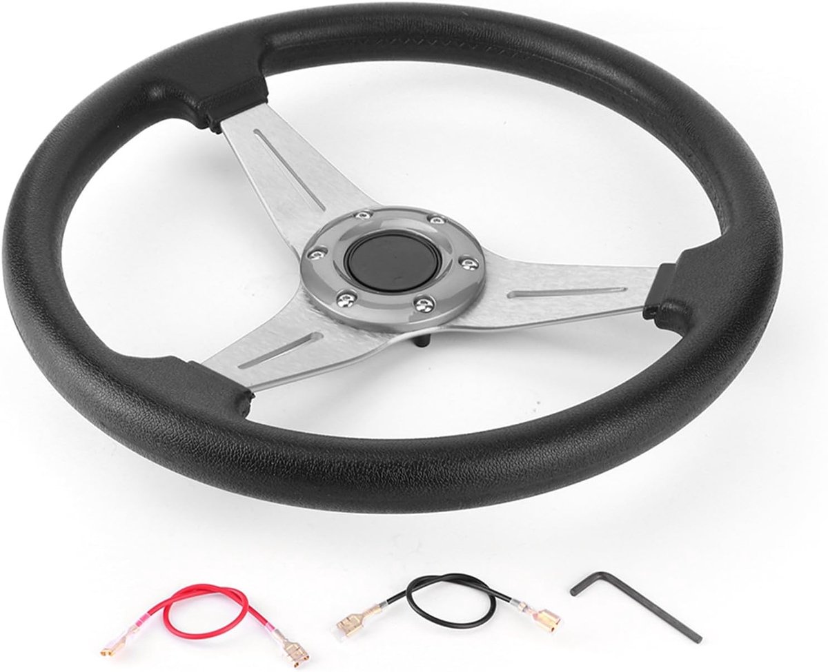 Racestuur 13.8 Inch - Zilver Aluminium en Leer - Lichtgewicht en Comfortabel Grip - Ideaal voor Simulatie - ShopVlot