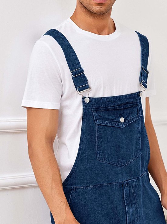 Denim overall voor heren, shorts, zomer, werkkleding, verstelbare jumpsuit, casual jeans, korte romper, losse pasvorm — afbeelding 3