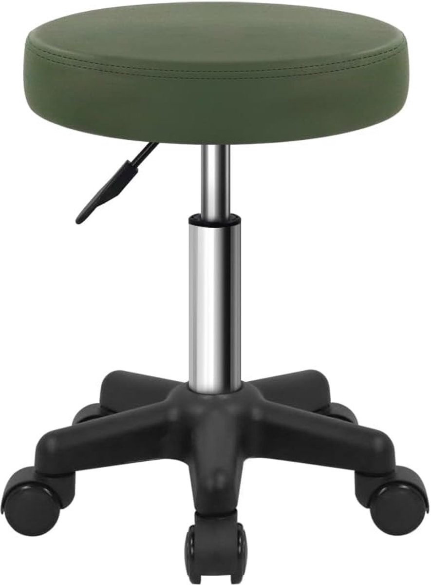 Ronde Rolling Kruk Met Wielen Hoogte Verstelbare Spa Kruk Voor Salon Massage Thuis Keuken Donkergroen
