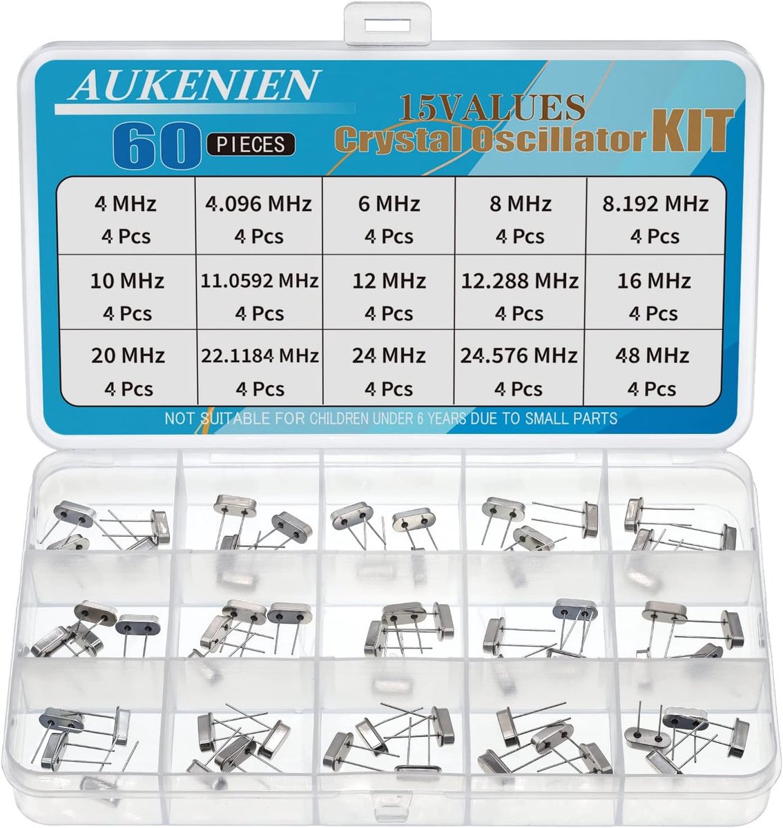 Quartz zillator kit 60 stuks - 15 waarden van 4MHz tot 48MHz - veelzijdig - ideaal voor elektronica projecten - ShopVlot