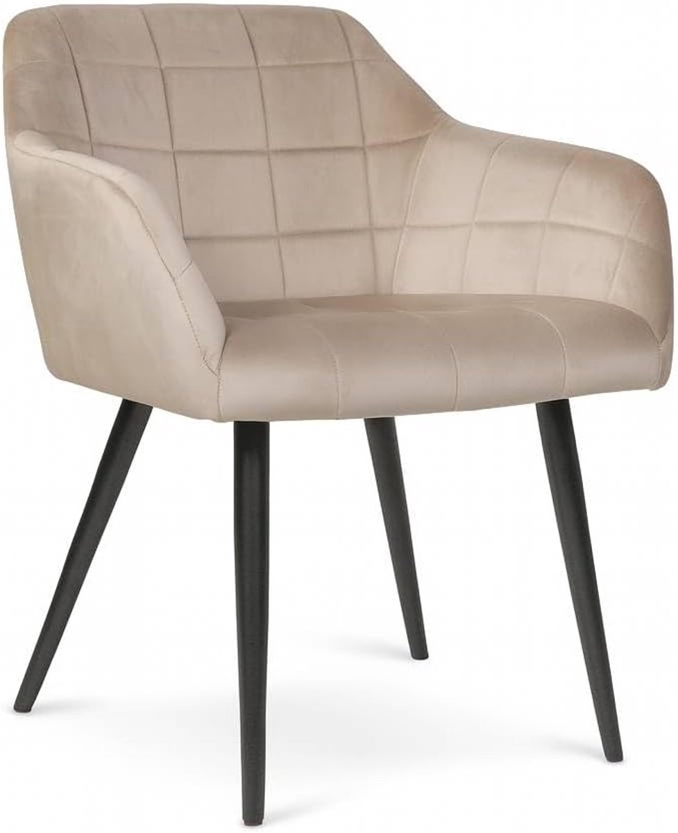 Eetkamerstoel met armleuning - 4 stuks - taupe - eenvoudig te monteren - comfortabel zitten - ShopVlot