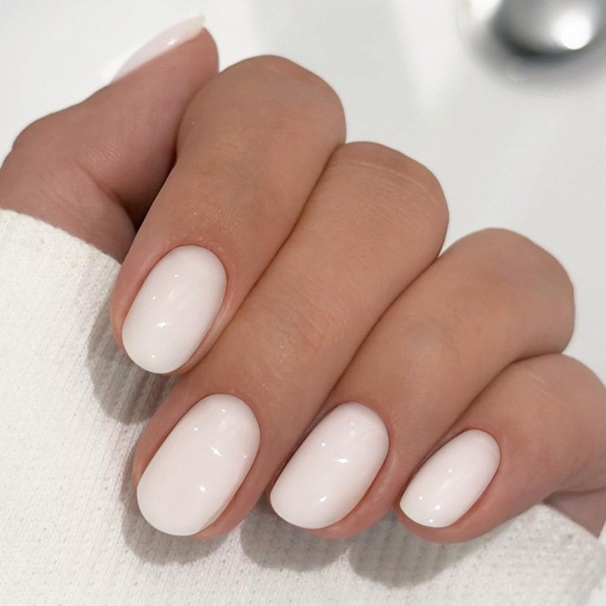 witte Franse tips kunstnagels kort, 24 stuks 12 maten pure kleur