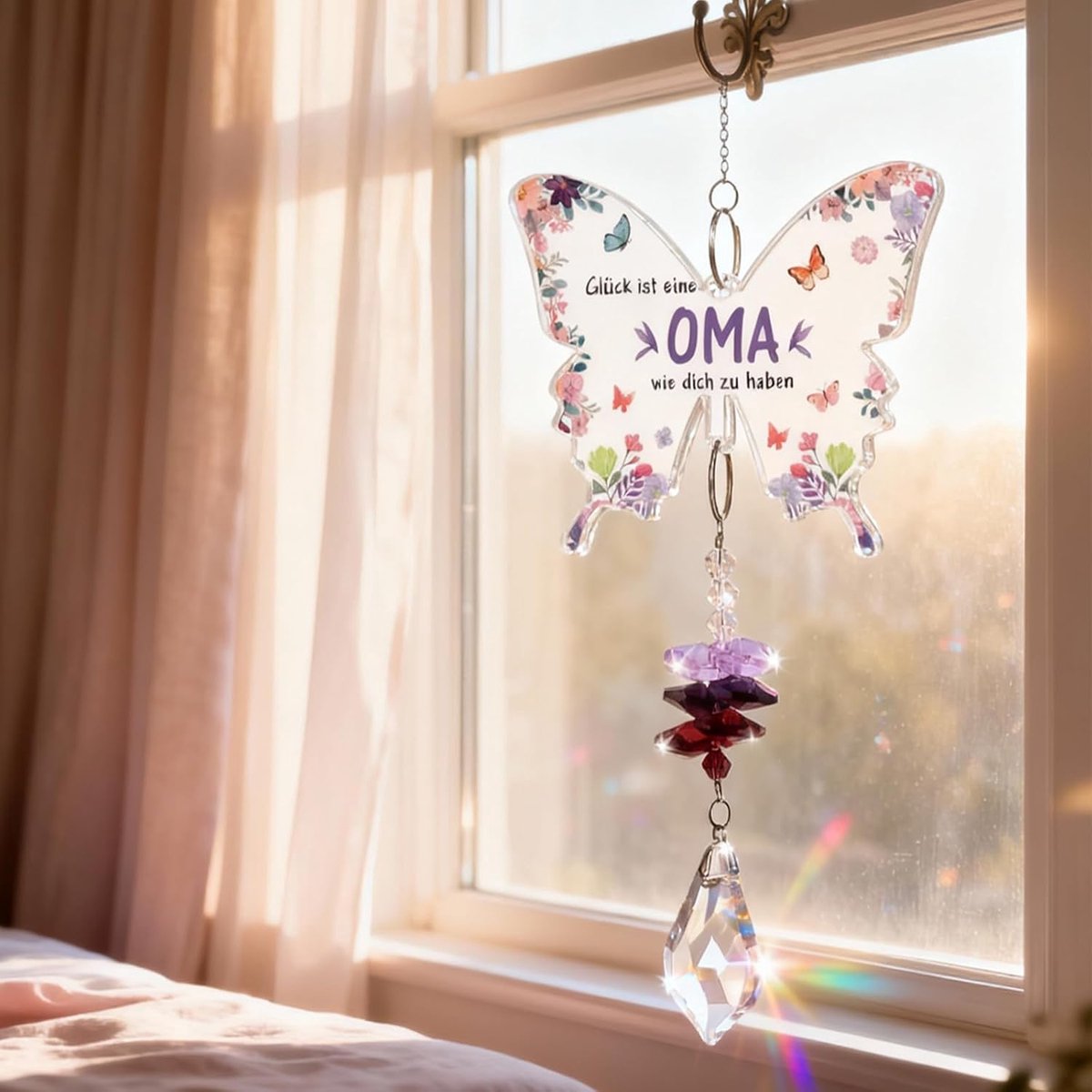 Cadeau voor oma, kristallen zonnevanger voor ramen, decoratie voor zonlicht, cadeau-idee voor verjaardag, Kerstmis of Pasen