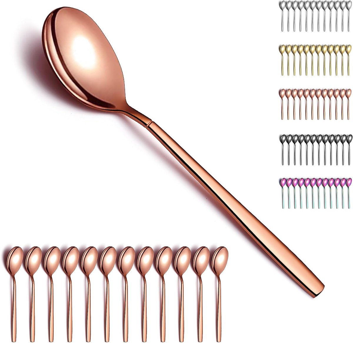 Rose Gold Soeplepel 12 Stuks, Titanium Koperen Plating Roestvrij