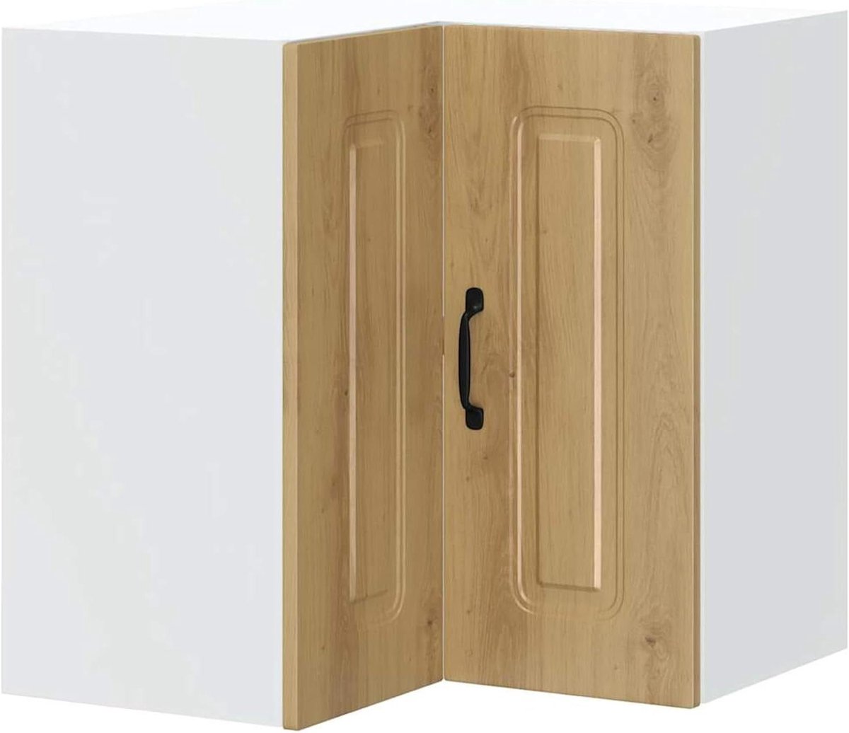Keuken Hoekhangkast - Wandkast Keuken - Keuken Organiseren - Ruimtebesparend Hoekmodel - 57 x 57 x 60 cm - Eikenhout