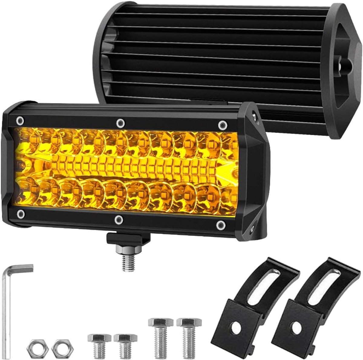 Werklamp 12 V 240 W - Set van 2 - 2400 lm helder geel licht - Verhoogde rijveiligheid voor voertuig - SnelShoppen