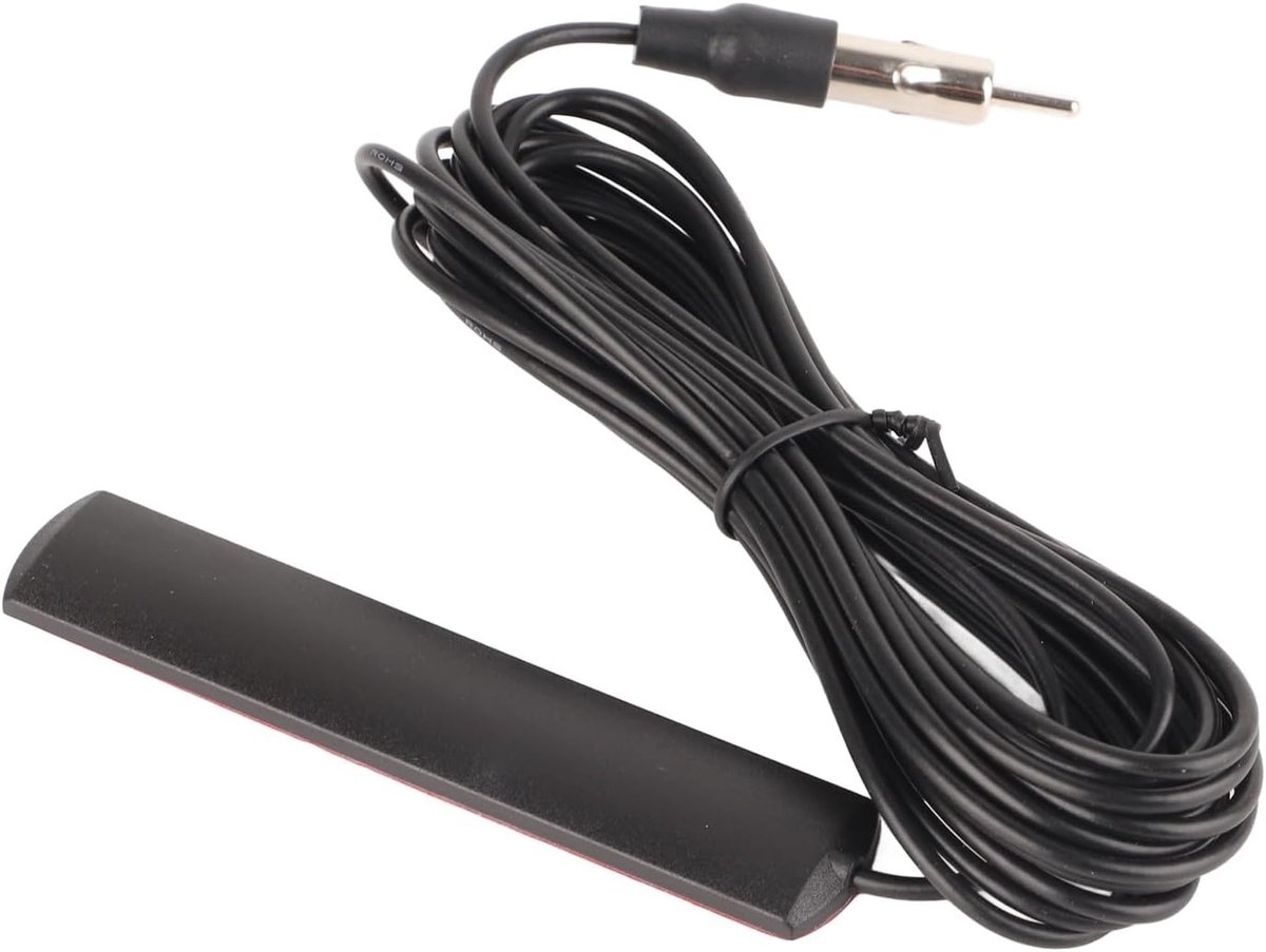 Auto Radio Antenne - Keenso Universele Auto FM Radio Antenne Patch Zwart Radio Antenne Versterker Aerial Voorruit Mount 85-112MHZ 5M Kabel Antennes