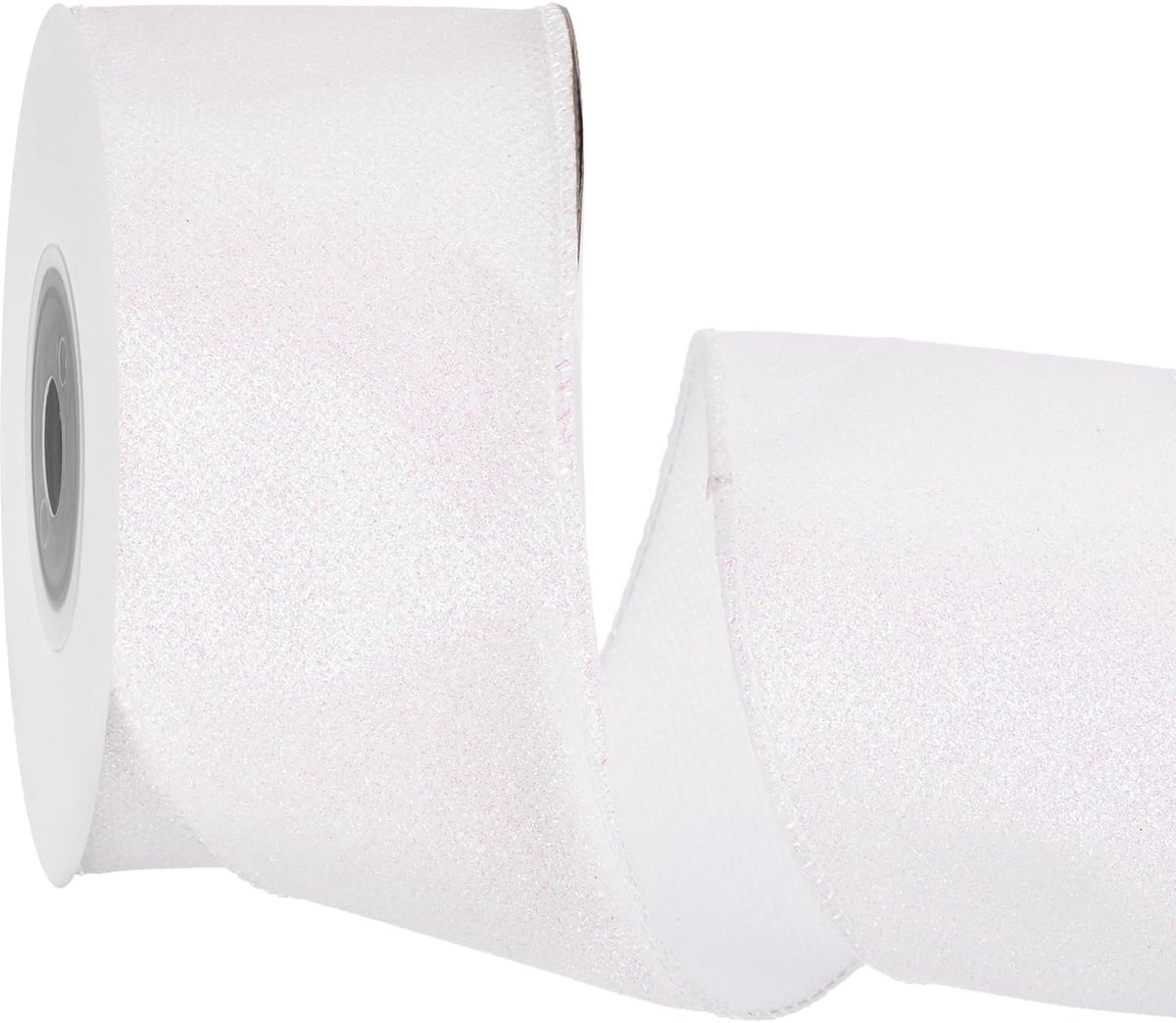 6,3 cm glitter draadrandband wit fonkelende glinsterende lint 3,5 m