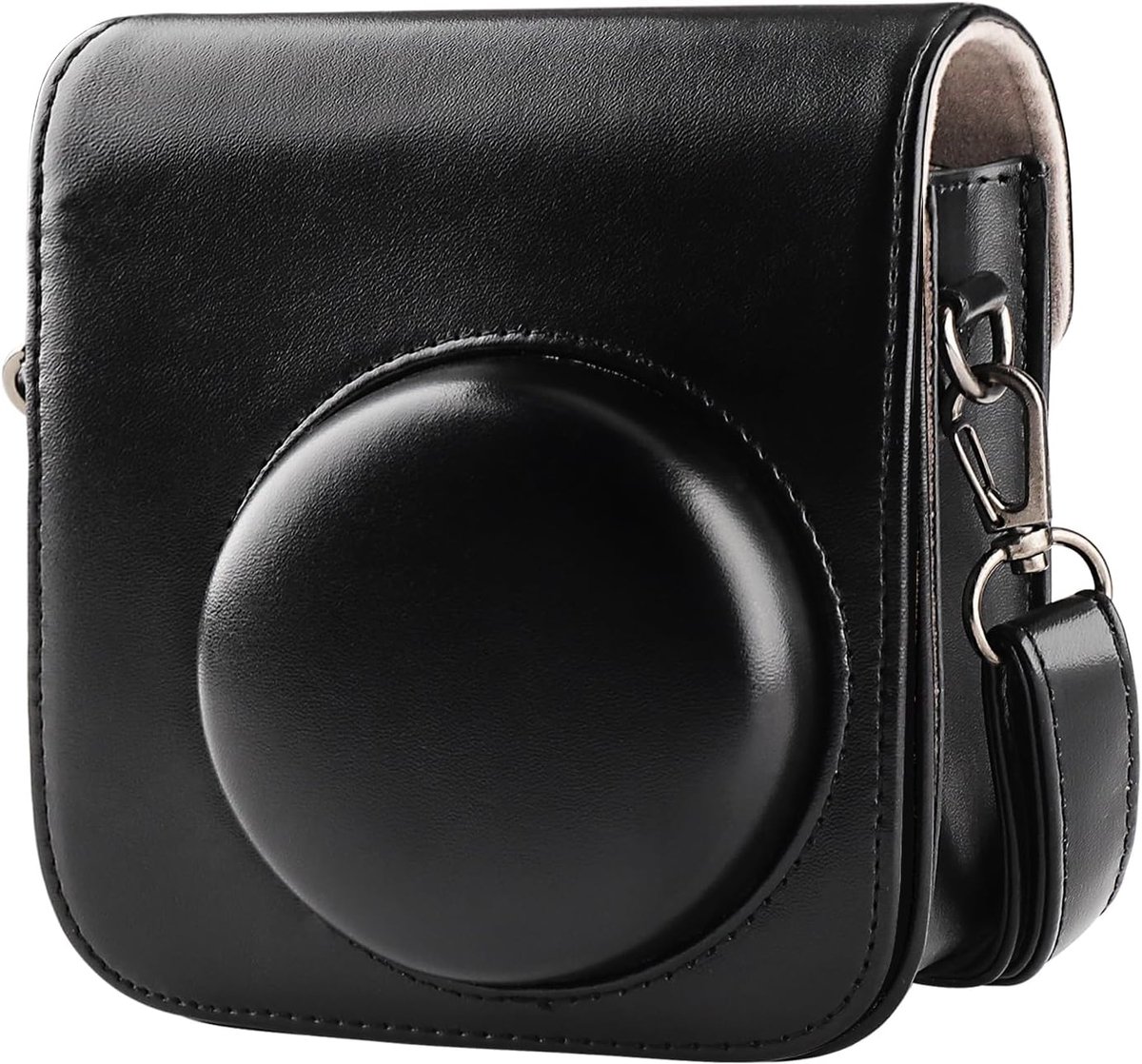 Cameratas voor Fujifilm Instax Mini 12, PU-leren beschermhoes, compatibel met Instax Mini Instant en Digital Hybrid camera, zwart, Voor Fujifilm Instax Mini 12, Camera tas