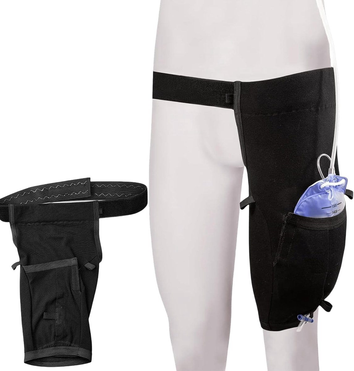 Beenzakhouder, katheter-beenzakhouder met riem, urinebeenzakhouder, afdekking, katheter-mouwen, katheter-afvoerzakhouder voor incontinentie, urinezak (XL)
