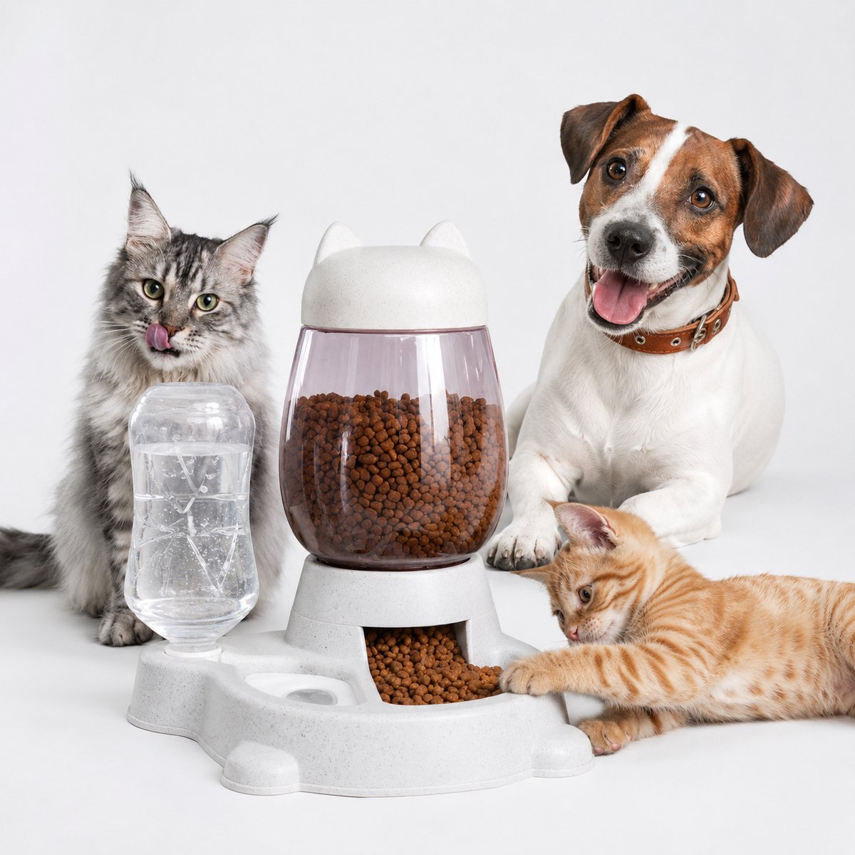 Automatische Voer- en Waterdispenser voor Hond & Kat – Voerstation 2,2L + Waterbak 0,5L – Voor Droogvoer en Water