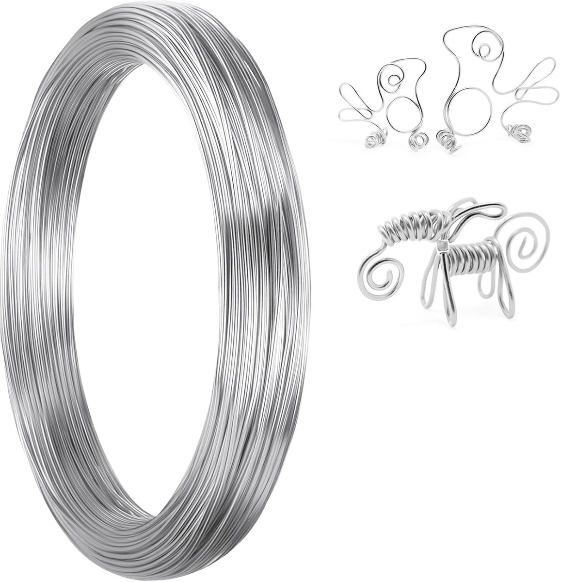 Draad, 1 mm 50 m Buigbare Aluminiumdraad | voor Knutselen, Metaaldraad voor Sieraden maken, Kransen maken, Beeldhouwen, Modelleren - Zilver