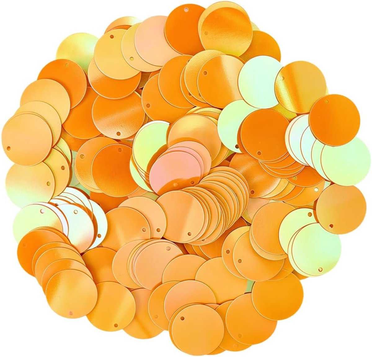 50G Oranje Ronde Platte Pailletten Losse Bulk 20Mm Grote Plastic Iriserende Met Een Gat Top Veelzijdige Applique Paillette Pailletten Voor Naaien Maken Party Festival Kostuum Decor Diy Craft