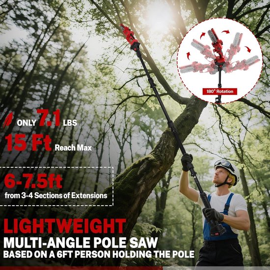 Telescopische Snoeier en Mini-Kettingzaag 6 Inch - 2-in-1 Accu Tuingereedschap van Merkloos	 — afbeelding 5