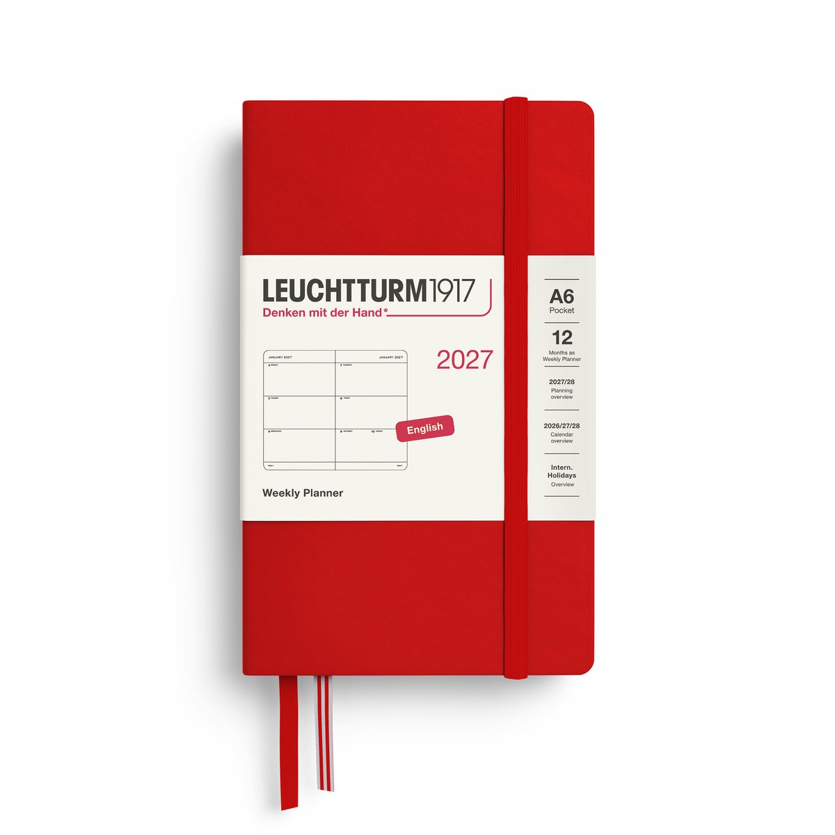 Leuchtturm1917 - 2027 - Zak Agenda - Weekly Planner - A6 Pocket 9x15cm - cherry - hardcover