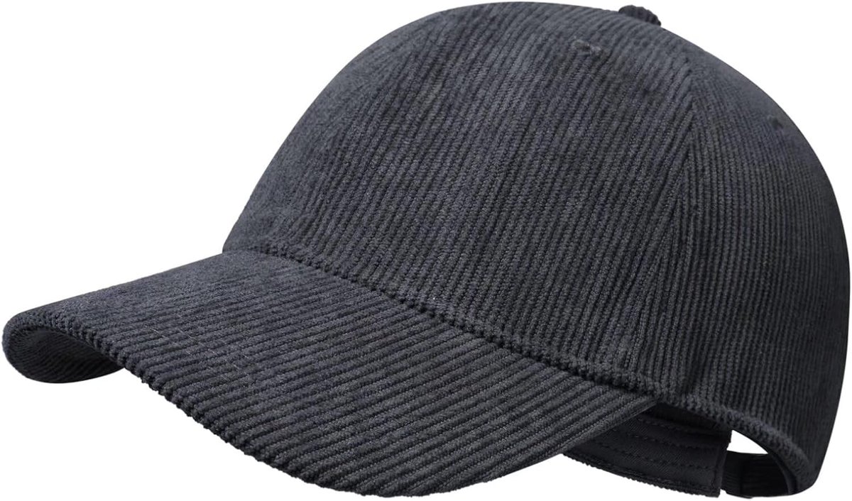 unisex corduroy baseballpet in effen kleur met verstelbare metalen gesp