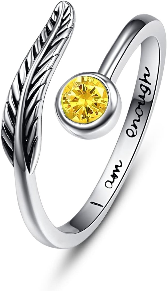 verstelbare open veerring, 925 sterling zilveren geboortesteen ring, sieraden cadeau, verjaardagscadeau voor moeder, vrouwen, vrouw, meisjes, Zirkonia