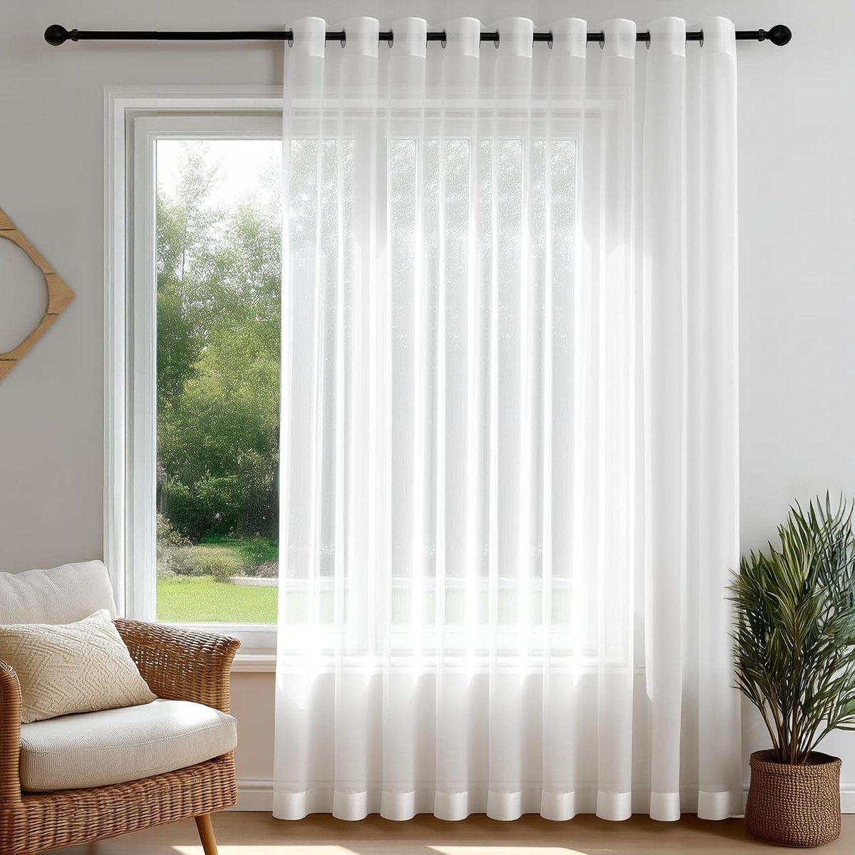 Tule gordijnstof - Lichtdoorlatend paneel - Elegante sfeer creëren - Kreukvrij en machinewasbaar - 300x245 CM - Wit