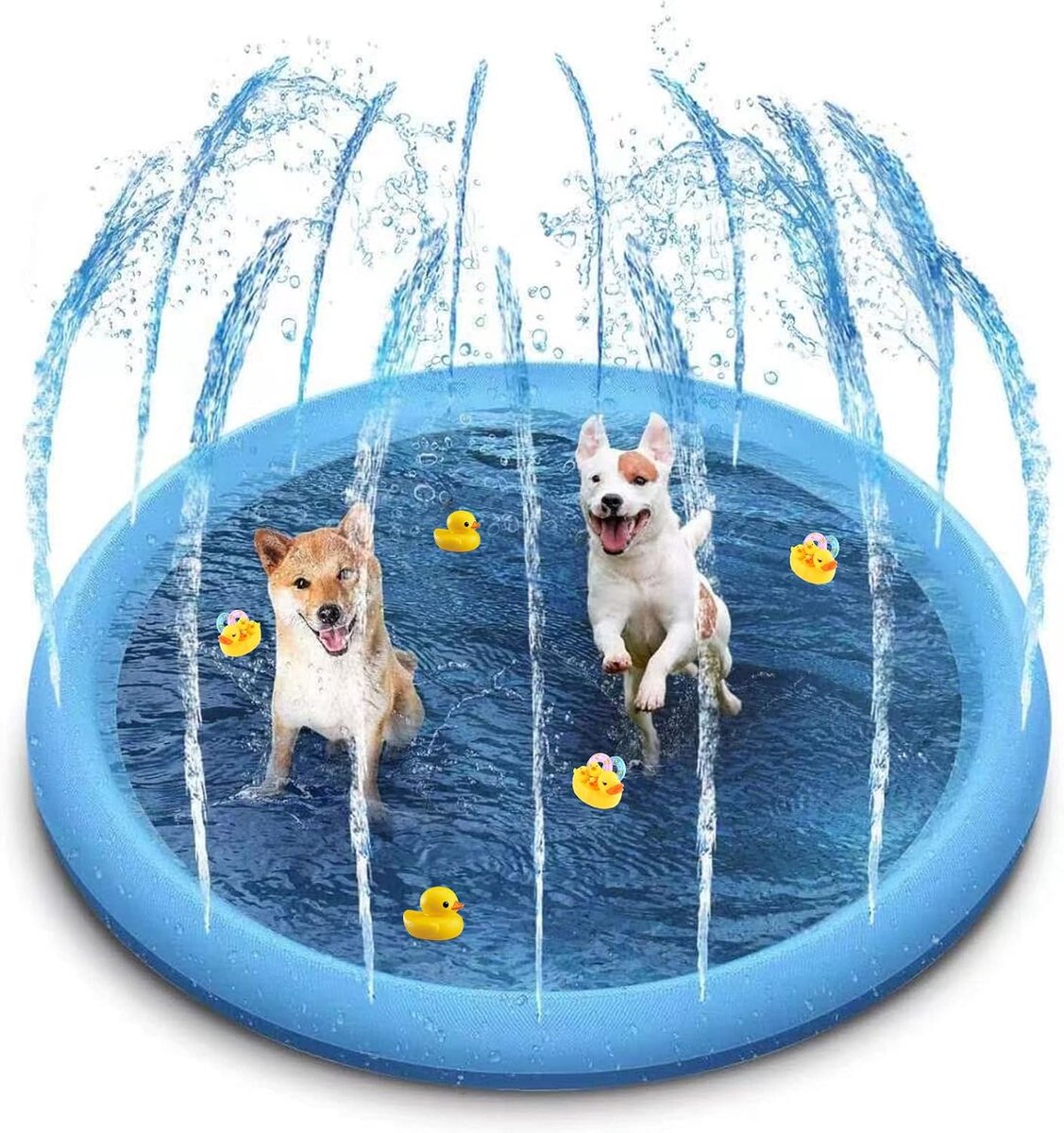 Zwembad voor honden, 100 cm, kinderen, hond, sprinkler, mat, anti-spatten, verdikking, antislip, watermat, zomer, tuin, speelgoed voor buiten