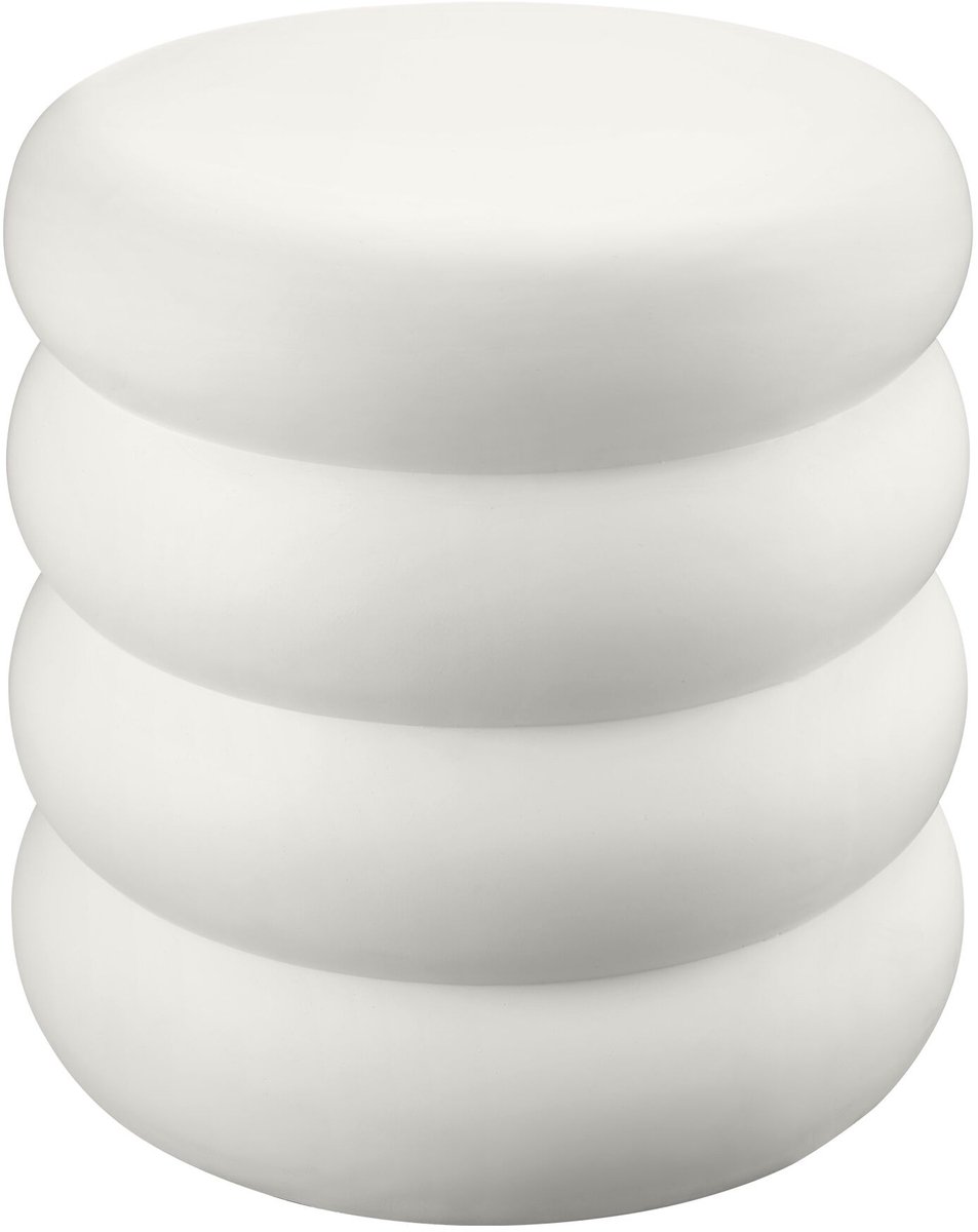 tectake® Ronde Bijzettafel Adina - Ø 45 x 46 cm - Voor Binnen & Buiten - Chubby-ontwerp - Weerbestendig Magnesiumoxide - Draagkracht 25 kg - Tafeltje voor bij de Bank of Stoel, Woonkamer, Tuin, Balkon - Inclusief Vloerbescherming - Wit