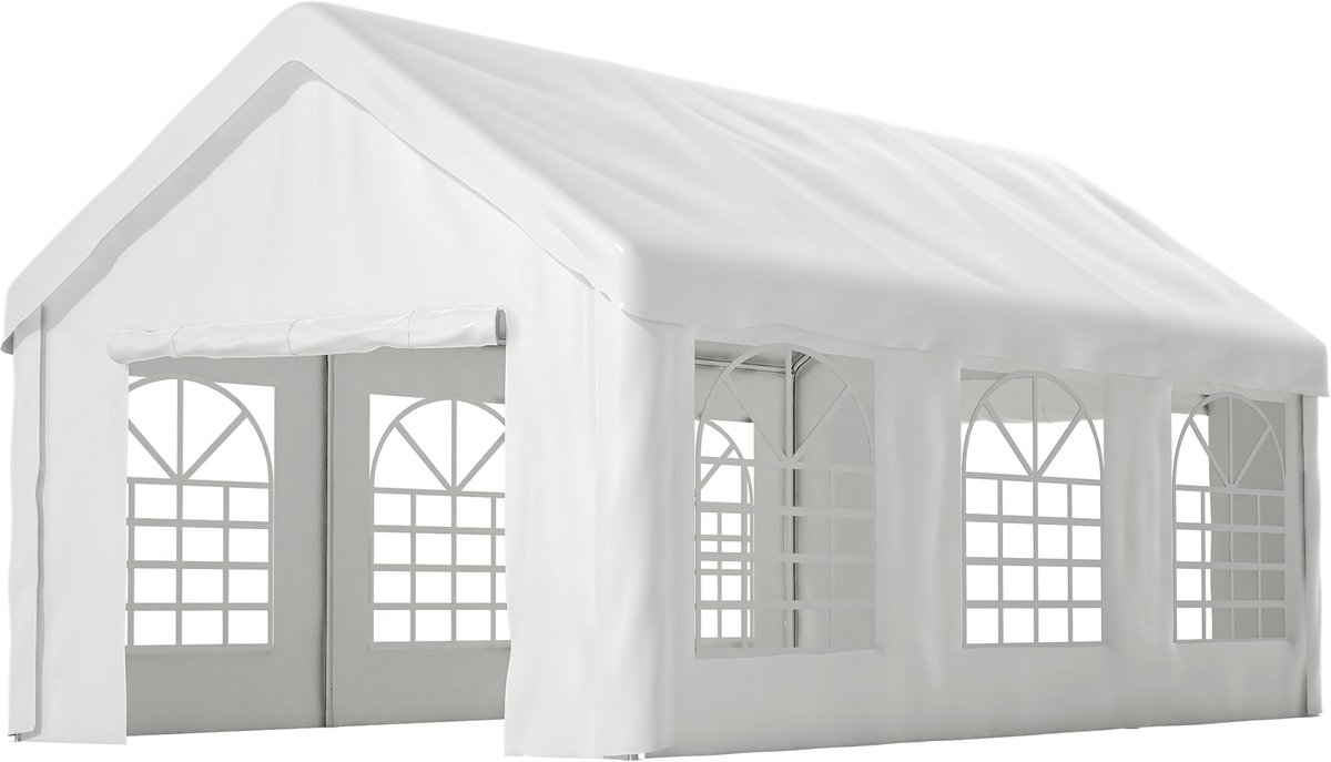 Voertuig Tentgarage - 3x6 m - Dubbele Rolluiken & Afneembaar Dak - Wit