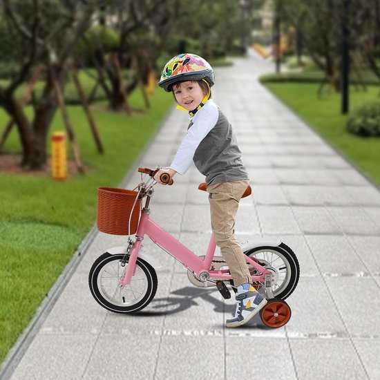 Kinderfiets - Loopfiets met steunwielen - Leren fietsen - Verstelbaar stuur en zadel - 12 inch - Roze — afbeelding 4