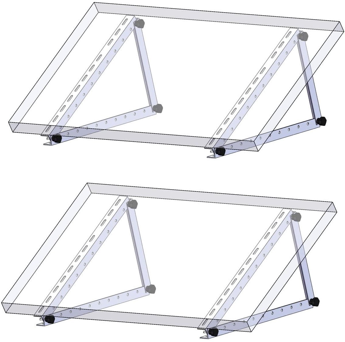 Zonnepaneel Houder - PV Dakbevestiging Aluminium - Energie Opwekken - Verstelbare Hoek - 104 cm - Aluminium