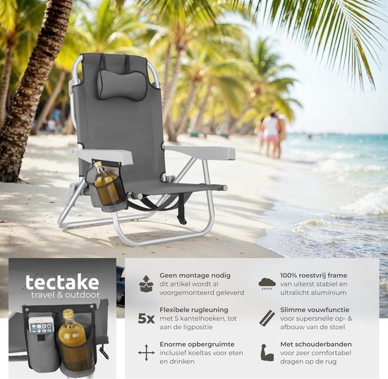 Strandstoelen Coral - Campingstoelen Opvouwbaar - Buiten Ontspannen - Met Koeltas - Set van 2 - Grijs — afbeelding 5