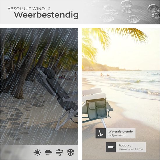 Strandstoelen Coral - Campingstoelen Opvouwbaar - Buiten Ontspannen - Met Koeltas - Set van 2 - Grijs — afbeelding 2