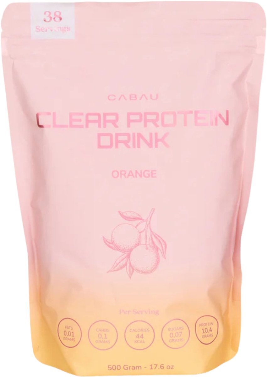 Cabau – Protein Lemonade – Orange – Suikerarme Eiwitlimonade zonder Melkachtige Textuur – 10 Gram Eiwit per Drankje – Lichte & Verfrissende Smaak – 500g / 38 Drankjes