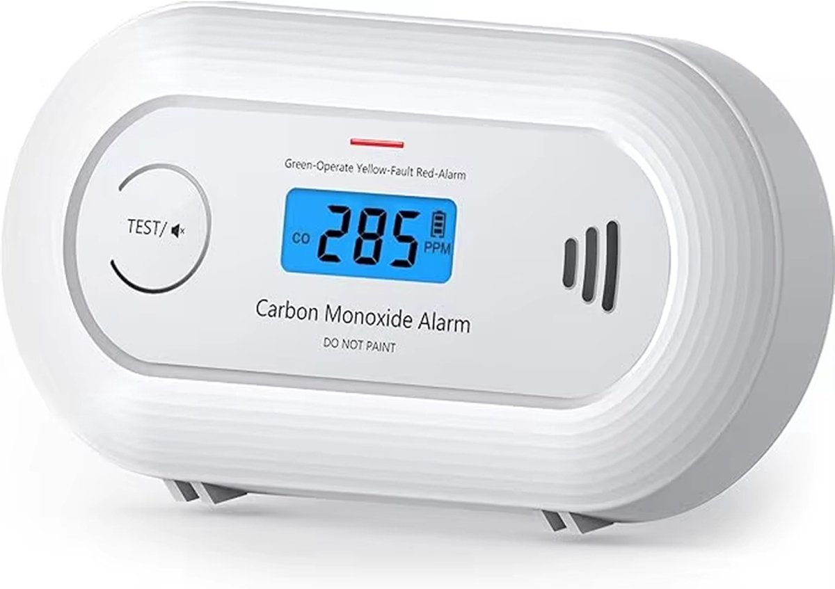 Koolmonoxidemelder met LCD Display – EN50291 Gecertificeerd – Elektrochemische Sensor – 10 Jaar Lithiumbatterij – CO Melder voor Woning, Garage & Camper