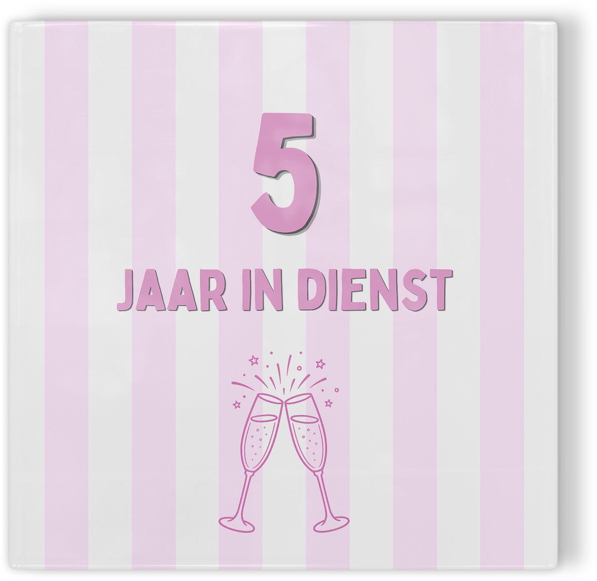 Tegeltje Jubileum roze 5 jaar in dienst - tegeltje jubileum - tegeltje met tekst