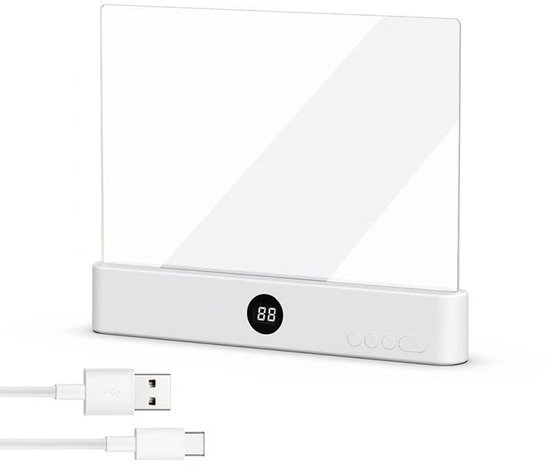 Draagbaar bladwijzerlicht, Flat Book Light met timer, Bright Light Lamp Board Lightwedge Book Light, oogbescherming, dimbaar, Panel Boek Leeslamp voor lezen in bed, Nachtlezen, auto (Wit) van draagbaar — afbeelding 3
