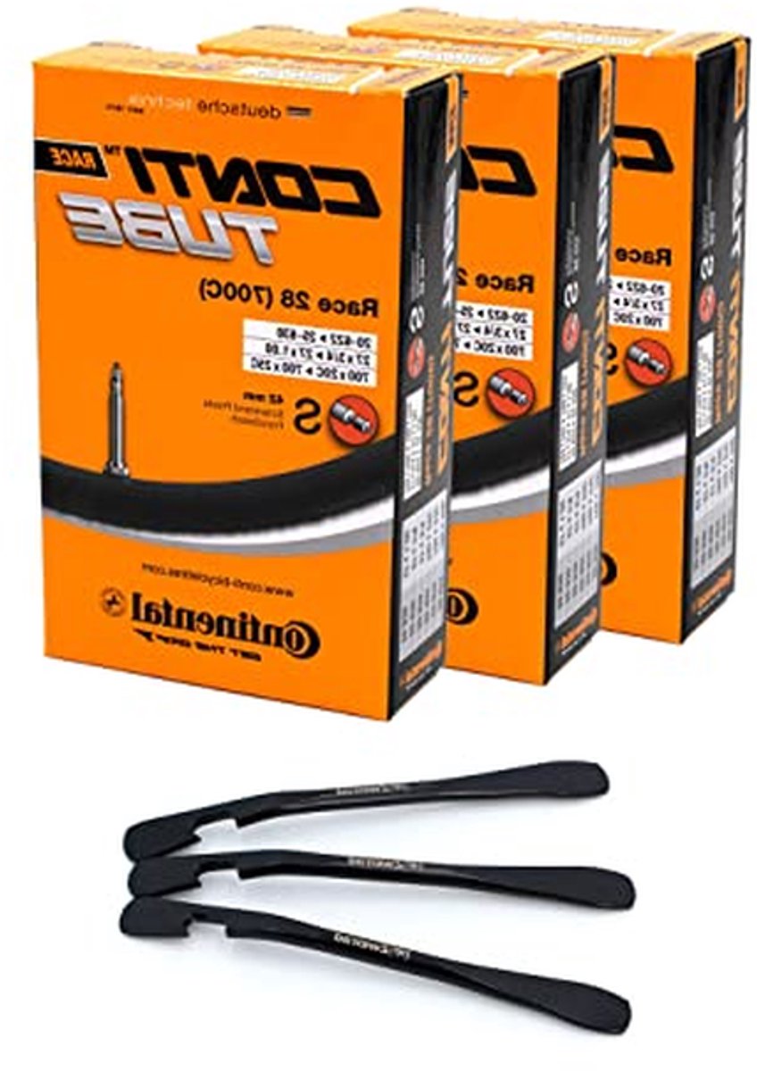 Fietsbinnenbanden Set - Racebanden Slangen - Racefiets Onderhoud - Met Bandenlichters - 28 Inch SV 42mm - Zwart