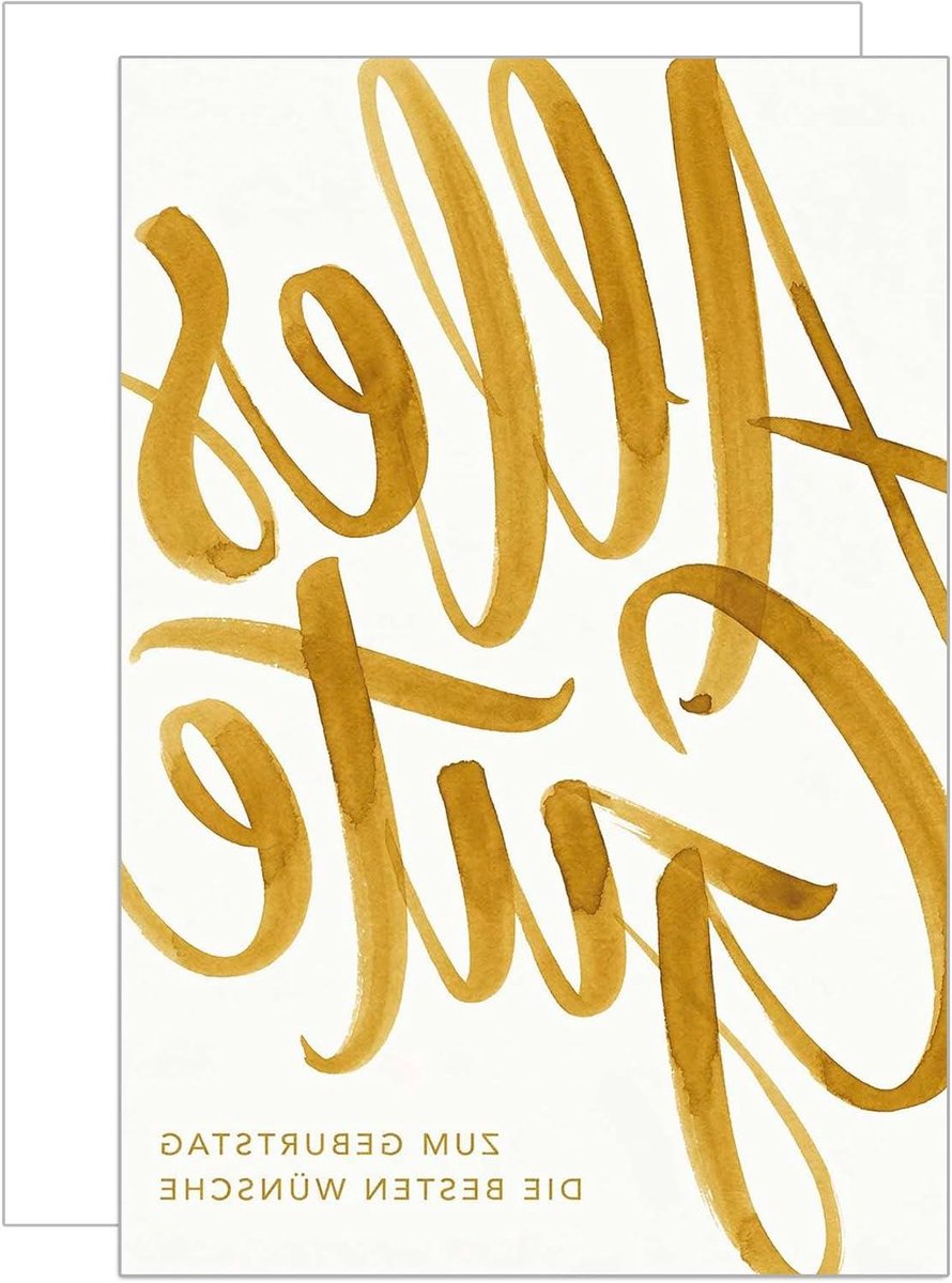 Verjaardagskaart - Wenskaart Dubbel - Iemand Feliciteren - Goudkleurig Elegant Design - DIN A4 - Kleurrijk