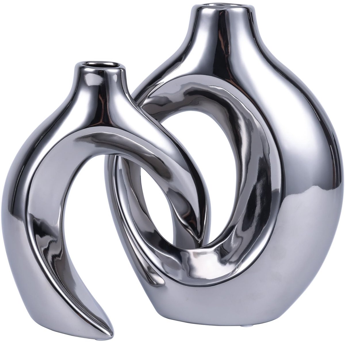 SnelShoppen - Set van 2 Keramische Vazen, Boho Decoratie, Moderne Woondecoratie, Tafelopzetstukken voor Woonkamer en Kantoor, Decoraties voor Bruiloft