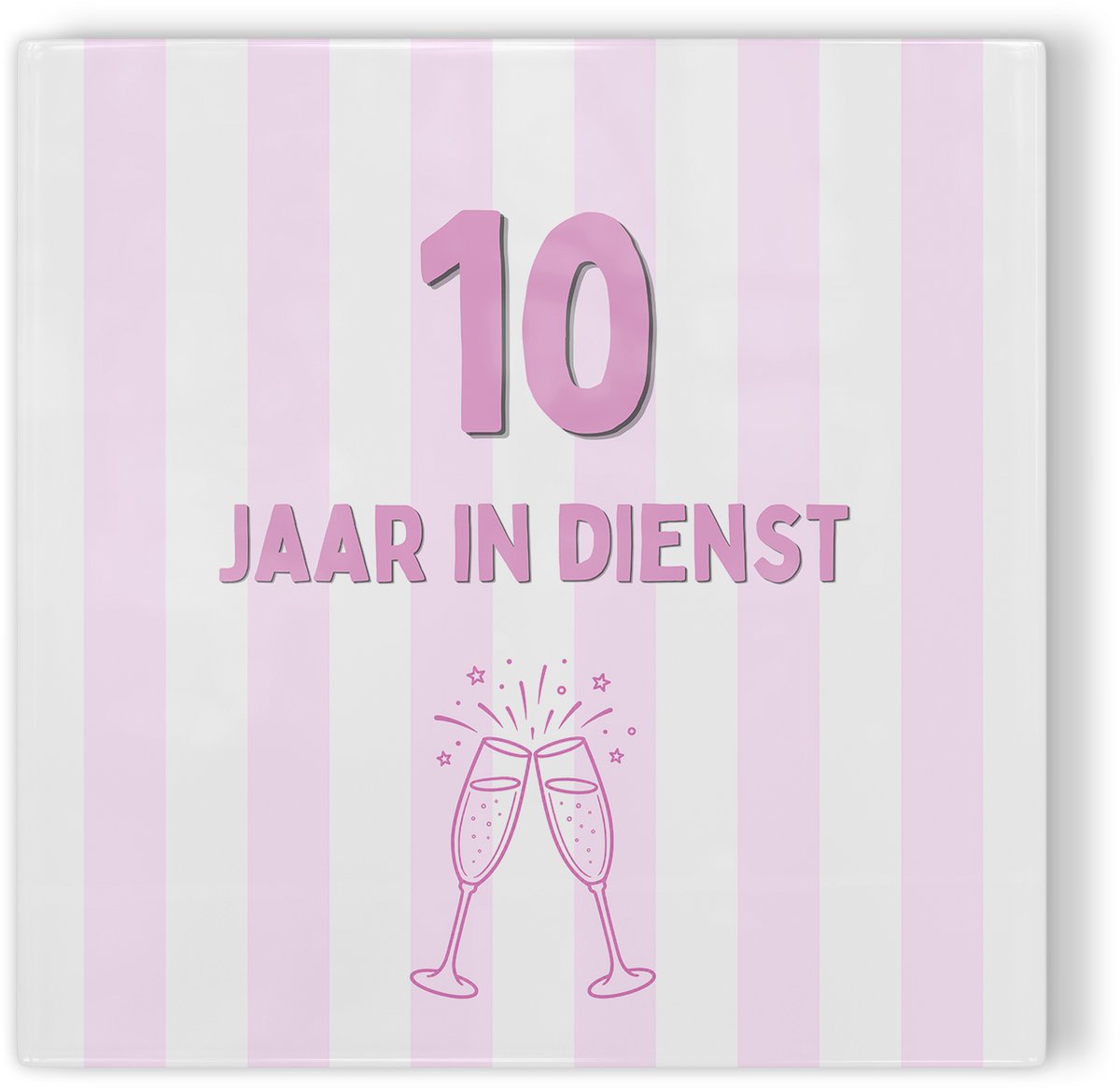 Tegeltje Jubileum roze 10 jaar in dienst - tegeltje jubileum - tegeltje met tekst