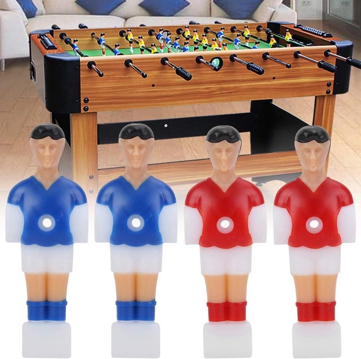 Tafelvoetbalspelers - Poppen Vervanging - Tafelvoetbal Wedstrijden - Installatie Zonder Gereedschap - 105x365x4 mm - Rood Blauw