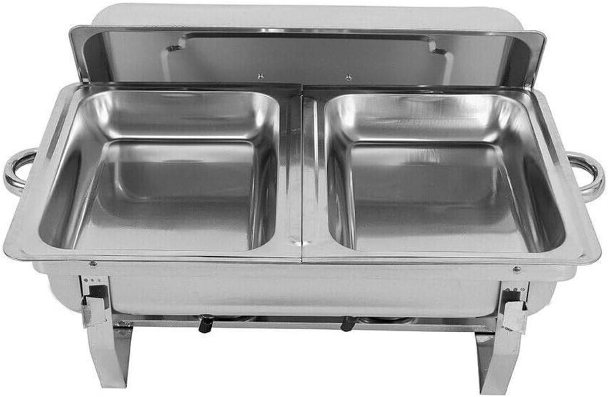 Warmhoudcontainer Set - Voedselwarmer Buffet - Buffetten Organiseren - Roestvrij Staal - 9 Liter - Zilver
