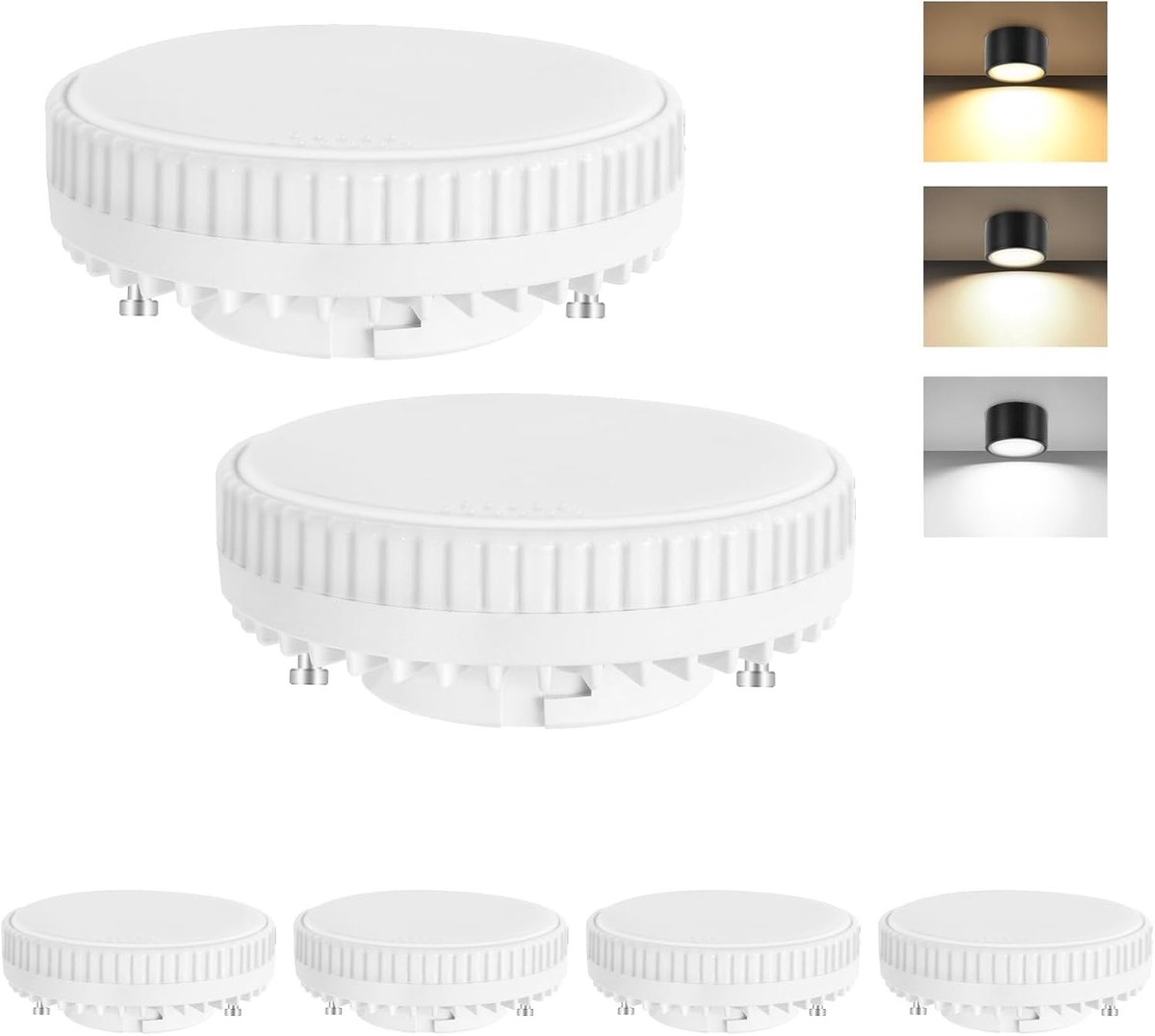 LED GX53 Lamp 7W 800LM met 3 CCT Warm Wit, Neutraal en Koel Wit - Vervangt 60W Halogeen - Perfect voor Keuken en Woonkamer - Set van 6 Stuks