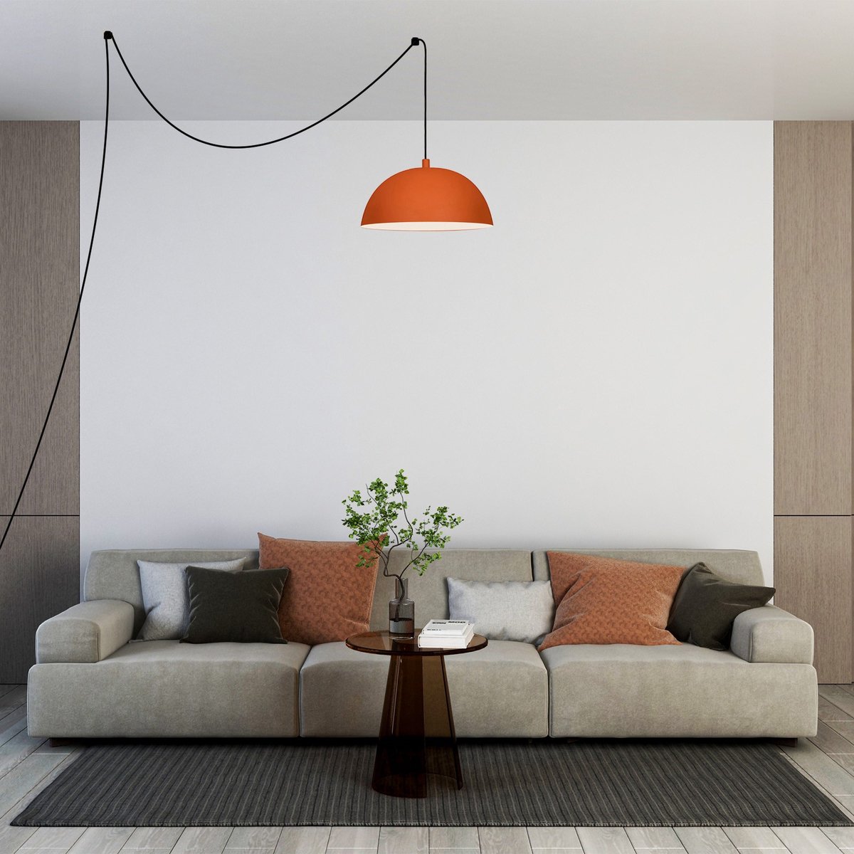 Bamyum Lipeo hanglamp, industriële Modern stijl, Ø26 cm, oranje metalen lamp